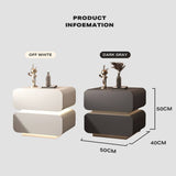 Darrahopens Furniture > Bedroom White Solid Wood Bedside Table Side Table 2 Drawer Intelligent Induction Light Nightstand Cabinet