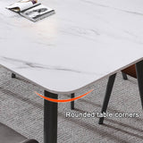 Darrahopens Furniture > Dining 120x60cm Matte Grey Minimalist Slate Kitchen Dining Table Marble Lunch Dinner Table Solid Metal Legs