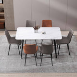 Darrahopens Furniture > Dining 120x60cm Matte Grey Minimalist Slate Kitchen Dining Table Marble Lunch Dinner Table Solid Metal Legs