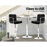 darrahopens Furniture > Dining Artiss Bar Table Kitchen Tables Swivel Round Metal White