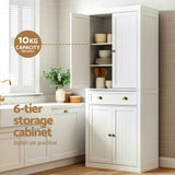 Darrahopens Furniture > Dining > Buffets & Sideboards Artiss 2x Buffet Sideboard Cabinet 6-Tier Storage Pantry Cupboard Drawer White