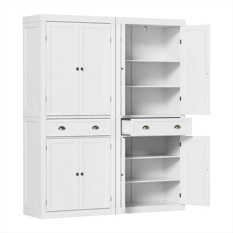 Darrahopens Furniture > Dining > Buffets & Sideboards Artiss 2x Buffet Sideboard Cabinet 6-Tier Storage Pantry Cupboard Drawer White