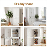 Darrahopens Furniture > Dining > Buffets & Sideboards Artiss 2x Buffet Sideboard Cabinet 6-Tier Storage Pantry Cupboard Drawer White