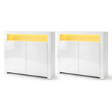 Darrahopens Furniture > Dining > Buffets & Sideboards Artiss 2x Buffet Sideboard Cabinet LED Cupboard High-Gloss Storage Pantry ARNO