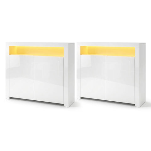 Darrahopens Furniture > Dining > Buffets & Sideboards Artiss 2x Buffet Sideboard Cabinet LED Cupboard High-Gloss Storage Pantry ARNO