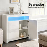 Darrahopens Furniture > Dining > Buffets & Sideboards Artiss 2x Buffet Sideboard Cabinet LED Cupboard High-Gloss Storage Pantry ARNO
