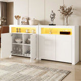Darrahopens Furniture > Dining > Buffets & Sideboards Artiss 2x Buffet Sideboard Cabinet LED Cupboard High-Gloss Storage Pantry ARNO