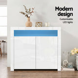 Darrahopens Furniture > Dining > Buffets & Sideboards Artiss 2x Buffet Sideboard Cabinet LED Cupboard High-Gloss Storage Pantry ARNO