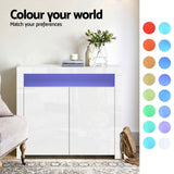 Darrahopens Furniture > Dining > Buffets & Sideboards Artiss 2x Buffet Sideboard Cabinet LED Cupboard High-Gloss Storage Pantry ARNO