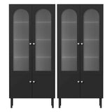 Darrahopens Furniture > Dining > Buffets & Sideboards Artiss 2x Buffet Sideboard Cabinet Pantry 5-Tier Storage Cupboard Fluted Black