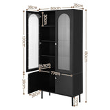 Darrahopens Furniture > Dining > Buffets & Sideboards Artiss 2x Buffet Sideboard Cabinet Pantry 5-Tier Storage Cupboard Fluted Black