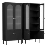 Darrahopens Furniture > Dining > Buffets & Sideboards Artiss 2x Buffet Sideboard Cabinet Pantry 5-Tier Storage Cupboard Fluted Black
