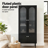 Darrahopens Furniture > Dining > Buffets & Sideboards Artiss 2x Buffet Sideboard Cabinet Pantry 5-Tier Storage Cupboard Fluted Black