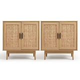 Darrahopens Furniture > Dining > Buffets & Sideboards Artiss 2x Buffet Sideboard Cabinet Rattan Cupboard 2 Doors Storage Pantry BRIONY