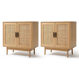 Darrahopens Furniture > Dining > Buffets & Sideboards Artiss 2x Buffet Sideboard Cabinet Rattan Cupboard 2 Doors Storage Pantry BRIONY