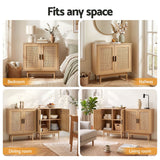 Darrahopens Furniture > Dining > Buffets & Sideboards Artiss 2x Buffet Sideboard Cabinet Rattan Cupboard 2 Doors Storage Pantry BRIONY