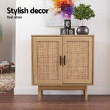Darrahopens Furniture > Dining > Buffets & Sideboards Artiss 2x Buffet Sideboard Cabinet Rattan Cupboard 2 Doors Storage Pantry BRIONY
