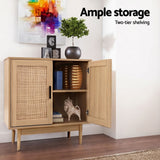 Darrahopens Furniture > Dining > Buffets & Sideboards Artiss 2x Buffet Sideboard Cabinet Rattan Cupboard 2 Doors Storage Pantry BRIONY