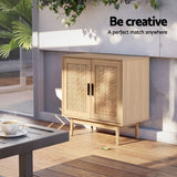 Darrahopens Furniture > Dining > Buffets & Sideboards Artiss 2x Buffet Sideboard Cabinet Rattan Cupboard 2 Doors Storage Pantry BRIONY