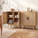 Darrahopens Furniture > Dining > Buffets & Sideboards Artiss 2x Buffet Sideboard Cabinet Rattan Cupboard 2 Doors Storage Pantry BRIONY