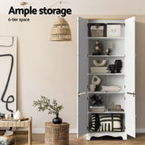 Darrahopens Furniture > Dining > Buffets & Sideboards Artiss 2x Buffet Sideboard Pantry Cabinet Cupboard 6-Tiers Storage Shelves BERNE