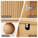Darrahopens Furniture > Dining > Buffets & Sideboards Artiss Buffet Sideboard Cabinet 2-Tier Fluted Kitchen Storage Ball Legs Pine In Australia - Darrahopens
