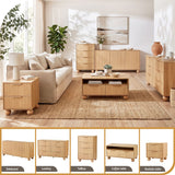 Darrahopens Furniture > Dining > Buffets & Sideboards Artiss Buffet Sideboard Cabinet 2-Tier Fluted Kitchen Storage Ball Legs Pine In Australia - Darrahopens