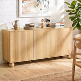 Darrahopens Furniture > Dining > Buffets & Sideboards Artiss Buffet Sideboard Cabinet 2-Tier Fluted Kitchen Storage Ball Legs Pine In Australia - Darrahopens