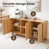 Darrahopens Furniture > Dining > Buffets & Sideboards Artiss Buffet Sideboard Cabinet 2-Tier Fluted Kitchen Storage Ball Legs Pine In Australia - Darrahopens