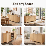 Darrahopens Furniture > Dining > Buffets & Sideboards Artiss Buffet Sideboard Cabinet 2-Tier Fluted Kitchen Storage Ball Legs Pine In Australia - Darrahopens