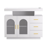 Darrahopens Furniture > Dining > Buffets & Sideboards Artiss Buffet Sideboard Cabinet LED Clear Door Kitchen Storage Drawers White