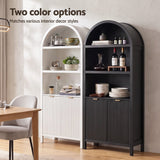 Darrahopens Furniture > Dining > Buffets & Sideboards Artiss Buffet Sideboard Cabinet Pantry 180CM Arched Storage Bookshelf Black In Australia - Darrahopens