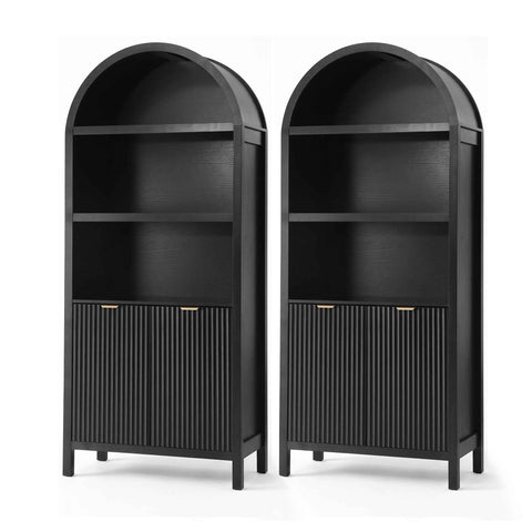 Artiss Buffet Sideboard Cabinet Pantry X2 180CM Arched Storage Bookshelf Black In Australia - Darrahopens