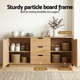 Darrahopens Furniture > Dining > Buffets & Sideboards Artiss Buffet Sideboard Cabinet Storage Kitchen Cupboard Drawers Round Edge Oak