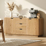 Darrahopens Furniture > Dining > Buffets & Sideboards Artiss Buffet Sideboard Cabinet Storage Kitchen Cupboard Drawers Round Edge Oak