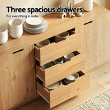 Darrahopens Furniture > Dining > Buffets & Sideboards Artiss Buffet Sideboard Cabinet Storage Kitchen Cupboard Drawers Round Edge Oak