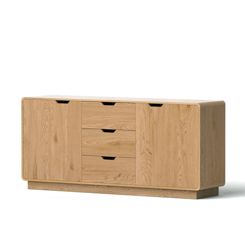 Darrahopens Furniture > Dining > Buffets & Sideboards Artiss Buffet Sideboard Cabinet Storage Kitchen Cupboard Drawers Round Edge Oak