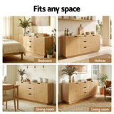 Darrahopens Furniture > Dining > Buffets & Sideboards Artiss Buffet Sideboard Cabinet Storage Kitchen Cupboard Drawers Round Edge Oak