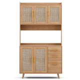 Darrahopens Furniture > Dining > Buffets & Sideboards Artiss Buffet Sideboard Hutch Storage Cabinet Kitchen Cupboard Hooks Rattan Pine