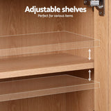 Darrahopens Furniture > Dining > Buffets & Sideboards Artiss Buffet Sideboard Hutch Storage Cabinet Kitchen Cupboard Hooks Rattan Pine