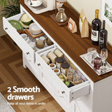 Darrahopens Furniture > Dining > Buffets & Sideboards Artiss Buffet Sideboard Storage Cabinet Kitchen Cupboard 2 Drawers 140CM White