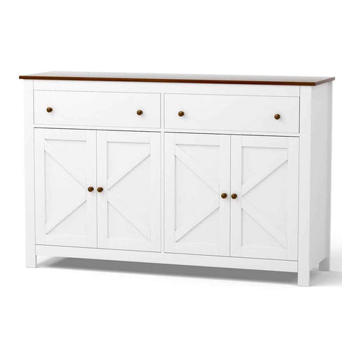 Darrahopens Furniture > Dining > Buffets & Sideboards Artiss Buffet Sideboard Storage Cabinet Kitchen Cupboard 2 Drawers 140CM White