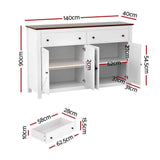 Darrahopens Furniture > Dining > Buffets & Sideboards Artiss Buffet Sideboard Storage Cabinet Kitchen Cupboard 2 Drawers 140CM White