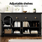 Darrahopens Furniture > Dining > Buffets & Sideboards Artiss Buffet Sideboard Storage Cabinet Kitchen Cupboard Clear Door Drawer Black