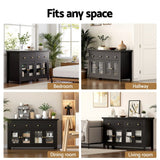 Darrahopens Furniture > Dining > Buffets & Sideboards Artiss Buffet Sideboard Storage Cabinet Kitchen Cupboard Clear Door Drawer Black