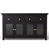 Darrahopens Furniture > Dining > Buffets & Sideboards Artiss Buffet Sideboard Storage Cabinet Kitchen Cupboard Clear Door Drawer Black