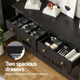 Darrahopens Furniture > Dining > Buffets & Sideboards Artiss Buffet Sideboard Storage Cabinet Kitchen Cupboard Clear Door Drawer Black