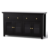 Darrahopens Furniture > Dining > Buffets & Sideboards Artiss Buffet Sideboard Storage Cabinet Kitchen Cupboard Clear Door Drawer Black