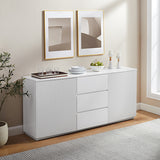 Darrahopens Furniture > Dining > Buffets & Sideboards Buffet Ceramic Table Top MDF Cabinet Storage Stainless Steel In White