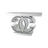 Darrahopens Furniture > Dining > Buffets & Sideboards Hall Table MDF & Mirror & Crushed Acrylic Diamonds Silver Colour